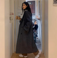 Ultra Long High-end Gray Front Shoulder Thick Tall Coat