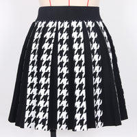 Knitted Houndstooth Little Short Dress