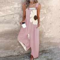 Women's Vintage Print Loose Sleeveless Jumpsuit