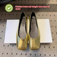 Women's Hidden-Heel Square-Toe Flat Shoes