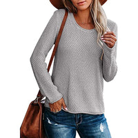 Loose Solid Color Knitted Bottoming Shirt For Women