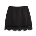 Women's Black Stitching Lace Sheath Skirt
