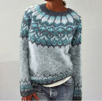 Round Neck Multicolor Loose Fashion Pullover Sweater