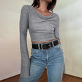 Knitted Pocket With Hat Autumn Fashion Casual Pure Color All-matching Long Sleeve T-shirt