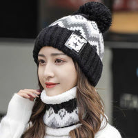 Casual Ear Protection Woolen Thickened Plus Velvet Warm Hair Ball Student Knitted Hat