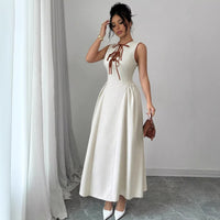 New Womens Split Contrasting Color Strap Dress