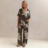 Womens Stylish Casual Printed Top And Pants Set