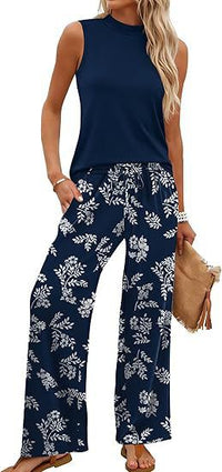 European And American-style Slim-fit Printed Casual Set