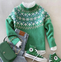 Women's Fresh Green Long Sleeve Sweater