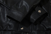 Men's Casual American Style Loose Flying PU Leather Jacket Coat