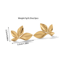 European And American Niche Glossy Flowers Leaf-shapepd Stud Earrings