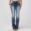 European And American Ladies Heavy Industry Washing Stretch Denim Trousers