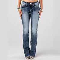 European And American Ladies Heavy Industry Washing Stretch Denim Trousers