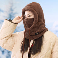 Windproof Warm Winter Sleeve Cap Female Riding Fleece-lined Bandana