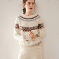 Blue And White Porcelain Contrasting Color Jacquard Cashmere Sweater