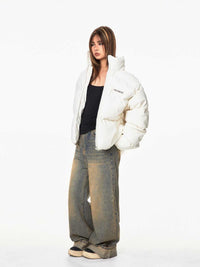 Retro Metal Label Stand Collar Simple All-match Light Coat