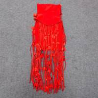 Women's European And American-style Sexy Strapless Tassel Bodycon Dress