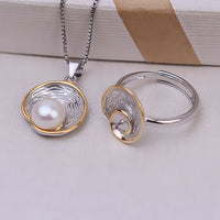 S925 Silver Two-Tone Snail Pendant Earrings