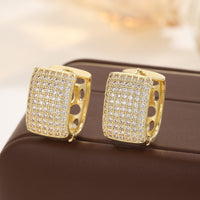 Zircon High-end Square Stud Earrings Fully With Diamonds