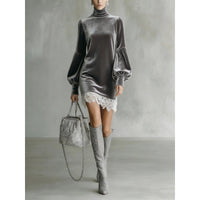 Womens Fashionable And Sexy Corduroy Turtleneck Dress