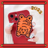 Papa Tiger Cartoon Cute Liquid Silicone Phone Case