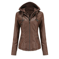 Detachable Two-piece Hooded Leather Jacket