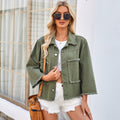 Washed Loose Army Green Denim Coat Top