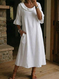 Women's Fashion Solid Color Crew Neck Dress