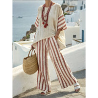 Loose Casual Womens Fashionable Beach Vacation Two-Piece Set