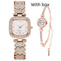 Small Square Watch Full Diamond Women's Bracelet Gift Box
