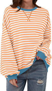 Women's Loose-fitting Casual Striped Hoodie