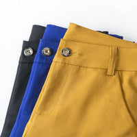 Blue Suit Pants Spring Women's High Waist Career Figure Flattering Drape Skinny Pants