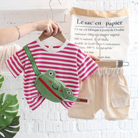 Boys And Girls Cartoon Round Neck Short Sleeve Suit