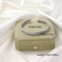 Irregular Knitted Cable-Design Open Womens Fashionable Stainless Steel Bracelet