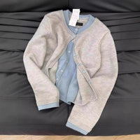 Autumn And Winter New Fake Two-piece Knitted Sweater Coat For Women