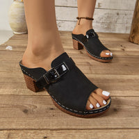 Women's Buckle-Strap Casual Wedge Fish-Tongue Sandals