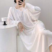 High-end Sleepwear Spring Autumn Round-neck Long Dress