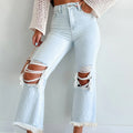 Womens Fashionable Loose Ripped Straight Jeans