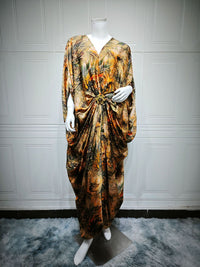 Fashionable Printed Robe-Style Hooded Dress
