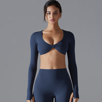 Deep V-neck Figure-hugging Breathable Cross-over Yoga Wear