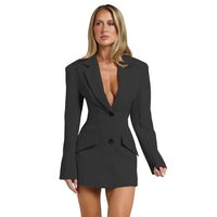 Deep V-neck Double-breasted Waist-tight Suit