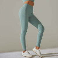 Pure Color Tight Striped High Waist Yoga Sports Running Fitness Pants