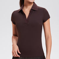 Cool-feel Athletic Polo-Neck Sports Top For Women