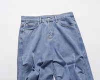 Retro Street Hip Hop Style Irregular Pleated Jeans