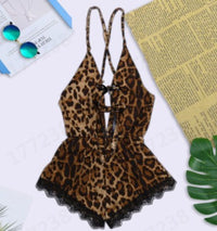 New Ladies Leopard Print Ribbon Sling Nightdress