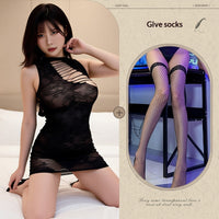 Night Fragrance Personalized Cutout Low-Cut Jacquard Mesh Dress