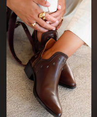Fashion Ankle Boots With Metal Decoration Low Square Heel Large Size Ladies European And American Style
