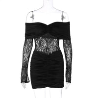 Sexy Strapless Sleeveless Patchwork Lace Dress For Women