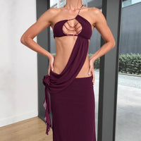 Womens Sexy Midriff-baring One-Shoulder Slip Dress