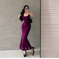 Sexy Strap Dress Elegant Sheath Fishtail Maxi Dress For Pear-Shaped Figures